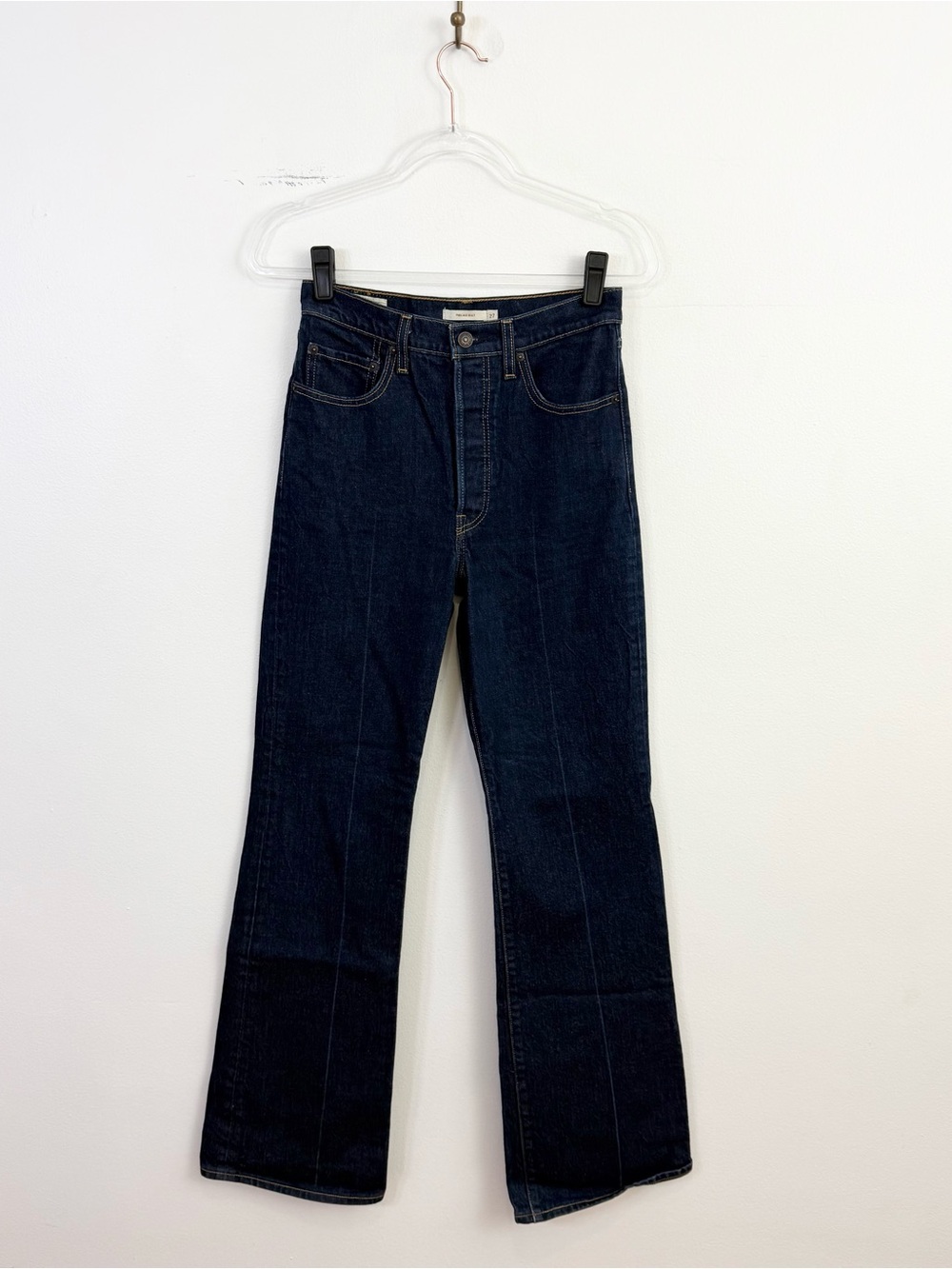 Levi’s Ribcage Boot High Rise Dark Wash Jeans Women’s 27 Flare Stretch Denim - Picture 2 of 6